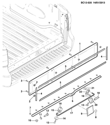 BODY MOLDINGS-SHEET METAL-REAR COMPARTMENT HARDWARE-ROOF HARDWARE Chevrolet Utility RHD (South Africa) 2012-2014 CF,CG,CH80 LIFTGATE HARDWARE (RHD)