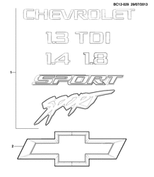 МОЛДИНГИ КУЗОВА-ЛИСТОВОЙ МЕТАЛ-ФУРНИТУРА ЗАДНЕГО ОТСЕКА-ФУРНИТУРА КРЫШИ Chevrolet Utility RHD (South Africa) 2012-2012 CF,CG,CH80 DECALS/BODY (RHD)