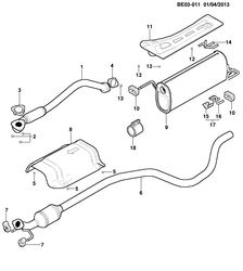 FUEL-EXHAUST-CARBURETION Chevrolet Onix 2013-2017 JE,JF48-69 EXHAUST SYSTEM/REAR