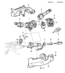 FRONT SUSPENSION-STEERING Chevrolet Prisma 2013-2017 JE,JF48-69 STEERING COLUMN PART 2 SWITCHES & COVERS & KEY IGNITION