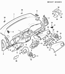 PARE-BRISE - ESSUI-GLACE - RÉTROVISEURS - TABLEAU DE BOR - CONSOLE - PORTES Chevrolet Onix 2013-2016 JE48-69 INSTRUMENT PANEL PART 1