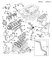 4-CYLINDER ENGINE Chevrolet Spin (Indonesia) 2014-2015 JK,JP75 INTAKE & EXHAUST MANIFOLD PART 5 (L2B)