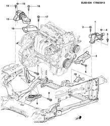 MOTEUR 4 CYLINDRES Chevrolet Spin (Indonesia) 2014-2015 JK,JP75 ENGINE & TRANSMISSION MOUNTING (MM3)