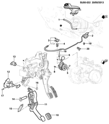 4-CYLINDER ENGINE Chevrolet Spin (Indonesia) 2014-2015 JK,JP75 CLUTCH PEDAL & CYLINDERS (MM3)