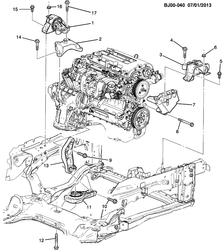 4-ЦИЛИНДРОВЫЙ ДВИГАТЕЛЬ Chevrolet Spin (Indonesia) 2014-2015 JK,JP75 ENGINE & TRANSMISSION MOUNTING (MM3)
