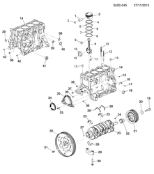 4-CYLINDER ENGINE Chevrolet Spin (Indonesia) 2014-2015 JK,JP75 CRANKSHAFT, PISTON & FLYWHEEL (L2B)