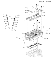4-CYLINDER ENGINE Chevrolet Spin (Indonesia) 2014-2015 JK,JP75 CYLINDER HEAD (L2B)
