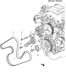 COOLING SYSTEM-GRILLE-OIL SYSTEM Chevrolet Spin (Indonesia) 2014-2015 JK,JP75 PULLEYS & BELTS/ACCESSORY DRIVE (LDC)