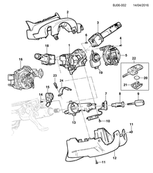 FRONT SUSPENSION-STEERING Chevrolet Cobalt 2013-2017 JX69 STEERING COLUMN PART 2 SWITCHES & COVERS & KEY IGNITION