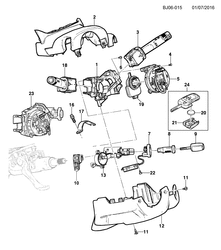 FRONT SUSPENSION-STEERING Chevrolet Spin (Indonesia) 2014-2015 JK,JP75 STEERING COLUMN PART 2 SWITCHES & COVERS & KEY IGNITION