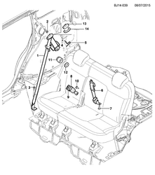 INTERIOR TRIM-FRONT SEAT TRIM-SEAT BELTS Chevrolet Spin (Indonesia) 2014-2015 JK,JP75 SEAT BELTS/REAR 2ND ROW(AMN)
