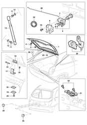 BODY MOLDINGS-SHEET METAL-REAR COMPARTMENT HARDWARE-ROOF HARDWARE Chevrolet Celta 2011-2016 R08-48 LIFTGATE HARDWARE (HATCH 2/4 DOOR)
