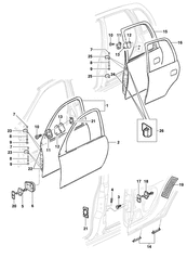 WINDSHIELD-WIPER-MIRRORS-INSTRUMENT PANEL-CONSOLE-DOORS Chevrolet Corsa 1994-2010 S DOOR HARDWARE/FRONT & REAR