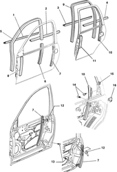 WINDSHIELD-WIPER-MIRRORS-INSTRUMENT PANEL-CONSOLE-DOORS Chevrolet Corsa 1994-2010 S WEATHERSTRIPS- DOORS, HOOD