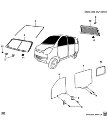 WINDSHIELD-WIPER-MIRRORS-INSTRUMENT PANEL-CONSOLE-DOORS Chevrolet N200 2008-2012 BC,BF16 BODY GLASS & WEATHERSTRIPS