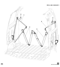 ACABADO INTERIOR-ACABADO DEL ASIENTO DELANTERO-CINTURONES DE SEGURIDAD DEL ASIENTO Chevrolet N200 2008-2012 BC,BF16 SEAT BELTS/REAR #2 (3RD ROW)