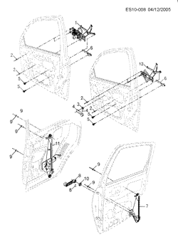 WINDSHIELD-WIPER-MIRRORS-INSTRUMENT PANEL-CONSOLE-DOORS Chevrolet Corsa Plus 2005-2008 SJ WINDOW REGULATOR & HARDWARE/FRONT/REAR