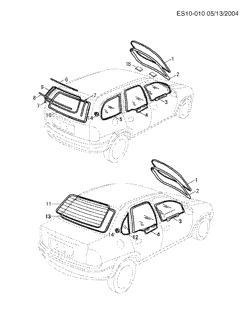 WINDSHIELD-WIPER-MIRRORS-INSTRUMENT PANEL-CONSOLE-DOORS Chevrolet Corsa Plus 2005-2008 SJ WEATHERSTRIPS & GLASS