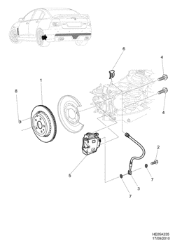 ТОРМОЗА-ЗАДНИЙ МОСТ-КАРДАННЫЙ ВАЛ-КОЛЕСА Chevrolet Caprice/Lumina LHD 2007-2009 EK69 BRAKES REAR BRAKE HOSE DISC & CALIPER ATTACHMENT (CSV)(XY2)