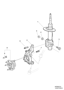 FRONT SUSPENSION-STEERING Chevrolet Caprice/Lumina LHD 2012-2013 E19 FRONT SUSPENSION & STEERING STRUT KNUCKLE AND HUB