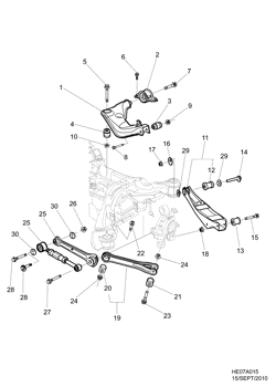CHÂSSIS - RESSORTS - PARE-CHOCS - AMORTISSEURS Chevrolet Caprice/Lumina LHD 2007-2009 E SUSPENSION/REAR CONTROL ARMS