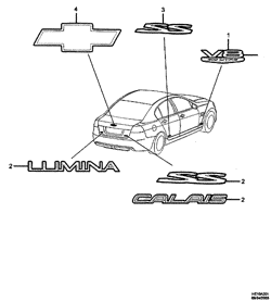 ORNAMENTATION,WIPER Chevrolet Lumina RHD 2010-2010 EP69 EMBLEMS & NAME PLATES (SEDAN)