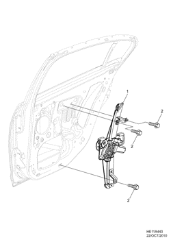 GLASS,DOOR HARDWARE Chevrolet Caprice/Lumina LHD 2012-2013 E19 REAR DOOR WINDOW REGULATOR