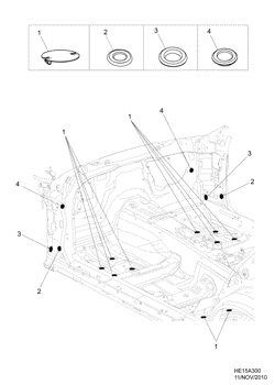 ИЗОЛЯТОРЫ И ВТУЛКИ Chevrolet Lumina RHD 2010-2013 EP69 INSULATION AND GROMMETS FLOOR & DASH (PLUGS & GROMMETS)(SEDAN)