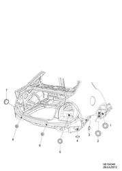 ИЗОЛЯТОРЫ И ВТУЛКИ Chevrolet Lumina RHD 2007-2009 E69 INSULATION AND GROMMETS REAR END PANEL PLUG