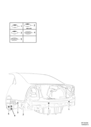 ИЗОЛЯТОРЫ И ВТУЛКИ Chevrolet Caprice LHD 2014-2015 EP19 INSULATION AND GROMMETS REAR END PANEL PLUGS