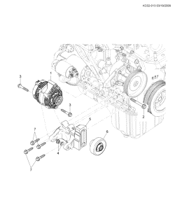 ЭЛЕКТРОПРОВОДКА ШАССИ - ЛАМПЫ Chevrolet Spark - Europe 2013-2015 CP,CQ,CR48 GENERATOR MOUNTING (LMT/1.0-1,LMU/1.2D)
