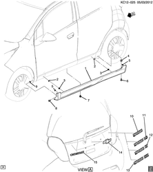 BODY MOLDINGS-SHEET METAL-REAR COMPARTMENT HARDWARE-ROOF HARDWARE Chevrolet Spark - Europe 2013-2015 CP,CQ,CR48 MOLDINGS/BODY-LOWER