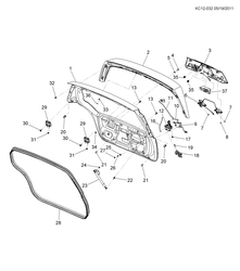 BODY MOLDINGS-SHEET METAL-REAR COMPARTMENT HARDWARE-ROOF HARDWARE Chevrolet Spark - Europe 2011-2012 CP,CQ, C48 LIFTGATE HARDWARE (AUTOMATIC A91)