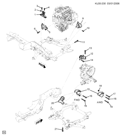 4-ЦИЛИНДРОВЫЙ ДВИГАТЕЛЬ Chevrolet Captiva (C100) 2007-2009 L26 ENGINE & TRANSMISSION MOUNTING (LLW/2.0R,LMN/2.0U)