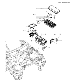 CÂBLAGE DE CHÂSSIS-LAMPES Chevrolet Cruze Notchback - Europe 2010-2012 PP,PQ,PR69 RELAYS/ENGINE COMPARTMENT