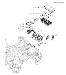 ЭЛЕКТРОПРОВОДКА ШАССИ - ЛАМПЫ Chevrolet Cruze Hatchback - Europe 2012-2017 PP,PQ,PR68 RELAYS/ENGINE COMPARTMENT