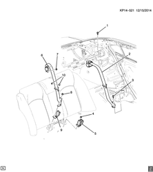 GARNITURE INT. SIÈGE AV.- CEINTURES DE SÉCURITÉ Chevrolet Cruze Notchback - Europe 2013-2017 PP,PQ,PR69 SEAT BELTS/REAR
