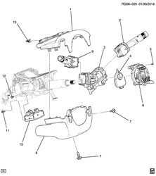 SUSPENSION AVANT-VOLANT Chevrolet Malibu - LAAM 2013-2015 GS69 COLONNE DE DIRECTION PART 2 COMMUTATEURS ET COUVERCLES (SERRURE ANTIVOL SUR DIRECTION ULS)