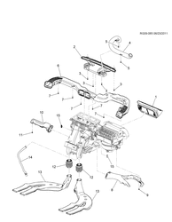 КРЕПЛЕНИЕ КУЗОВА-КОНДИЦИОНЕР-КОМБИНАЦИЯ ПРИБОРОВ Chevrolet Malibu - LAAM 2012-2012 GR,GS69 A/C AIR DISTRIBUTION SYSTEM (LHD)