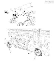 BODY MOUNTING-AIR CONDITIONING-INSTRUMENT CLUSTER Chevrolet Malibu - LAAM 2012-2013 GR,GS69 AUDIO SYSTEM SPEAKER(UW6,U63)
