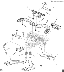 FIXAÇÃO CARROCERIA-AR-CONDICIONADO-PAINEL DE INSTRUMENTOS Chevrolet Malibu - LAAM 2014-2016 GR,GS,GT69 A/C AIR DISTRIBUTION SYSTEM (LHD, C59)