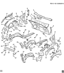 BODY MOLDINGS-SHEET METAL-REAR COMPARTMENT HARDWARE-ROOF HARDWARE Chevrolet Malibu - LAAM 2013-2013 GR,GS69 SHEET METAL/BODY PART 1-ENGINE COMPARTMENT & DASH(RHD)