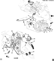 4-CYLINDER ENGINE Chevrolet Tracker/Trax - Europe 2013-2014 JG,JH76 CLUTCH PEDAL & CYLINDERS (LHD, MANUAL TRANSMISSION MFH,M7Y,MZ4)