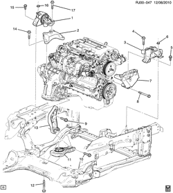 4-ЦИЛИНДРОВЫЙ ДВИГАТЕЛЬ Chevrolet Aveo/Sonic - Europe 2013-2016 JG,JH,JJ48-69 ENGINE & TRANSMISSION MOUNTING (LWD/1.2X,LDC/1.2-3, MANUAL M26)