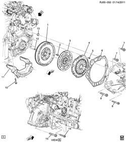 4-ЦИЛИНДРОВЫЙ ДВИГАТЕЛЬ Chevrolet Aveo/Sonic - Europe 2012-2014 JG,JH,JJ48-69 ENGINE TO TRANSMISSION MOUNTING (LDV/1.3G, MANUAL TRANSMISSION M26)