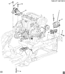 4-ЦИЛИНДРОВЫЙ ДВИГАТЕЛЬ Chevrolet Tracker/Trax - Europe 2013-2015 JH76 ENGINE & TRANSMISSION MOUNTING (2H0/1.8-5, AUTOMATIC MHB, ALL WHEEL DRIVE F46)