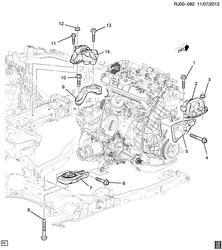 4-CYLINDER ENGINE Chevrolet Tracker/Trax - Europe 2013-2015 JG,JH76 ENGINE & TRANSMISSION MOUNTING (LUD/1.7L,MANUAL MZ4,ALL WHEEL DRIVE F46)