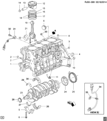 4-CYLINDER ENGINE Chevrolet Cruze Notchback - LAAM 2014-2017 PS,PT,PU69 ENGINE ASM-1.6L L4 PART 1 CYLINDER BLOCK & INTERNAL PARTS (LDE/1.6E)