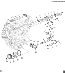 MOTOR 4 CILINDROS Chevrolet Cruze Wagon - Europe 2014-2014 PP,PQ,PR35 CONJUNTO MOTOR-L4 PART 6 ARREFECIMENTO E PEÇAS RELACIONADAS (LKR/1.7P,LUD/1.7L)