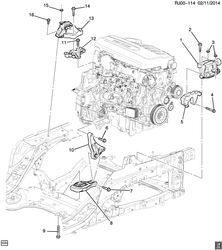 4-ЦИЛИНДРОВЫЙ ДВИГАТЕЛЬ Chevrolet Tracker/Trax - Europe 2015-2015 JH76 ENGINE & TRANSMISSION MOUNTING (LVL/1.6C, AUTOMATIC MNP)